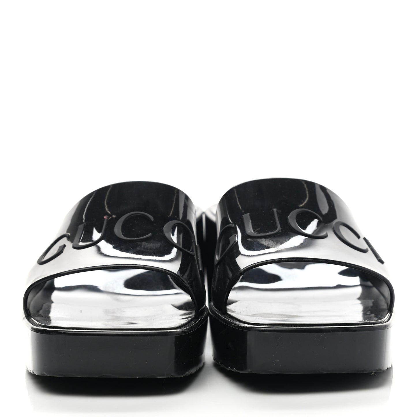 Rubber Gucci Logo Womens Platform 20/60mm Slide Sandals 38 Black