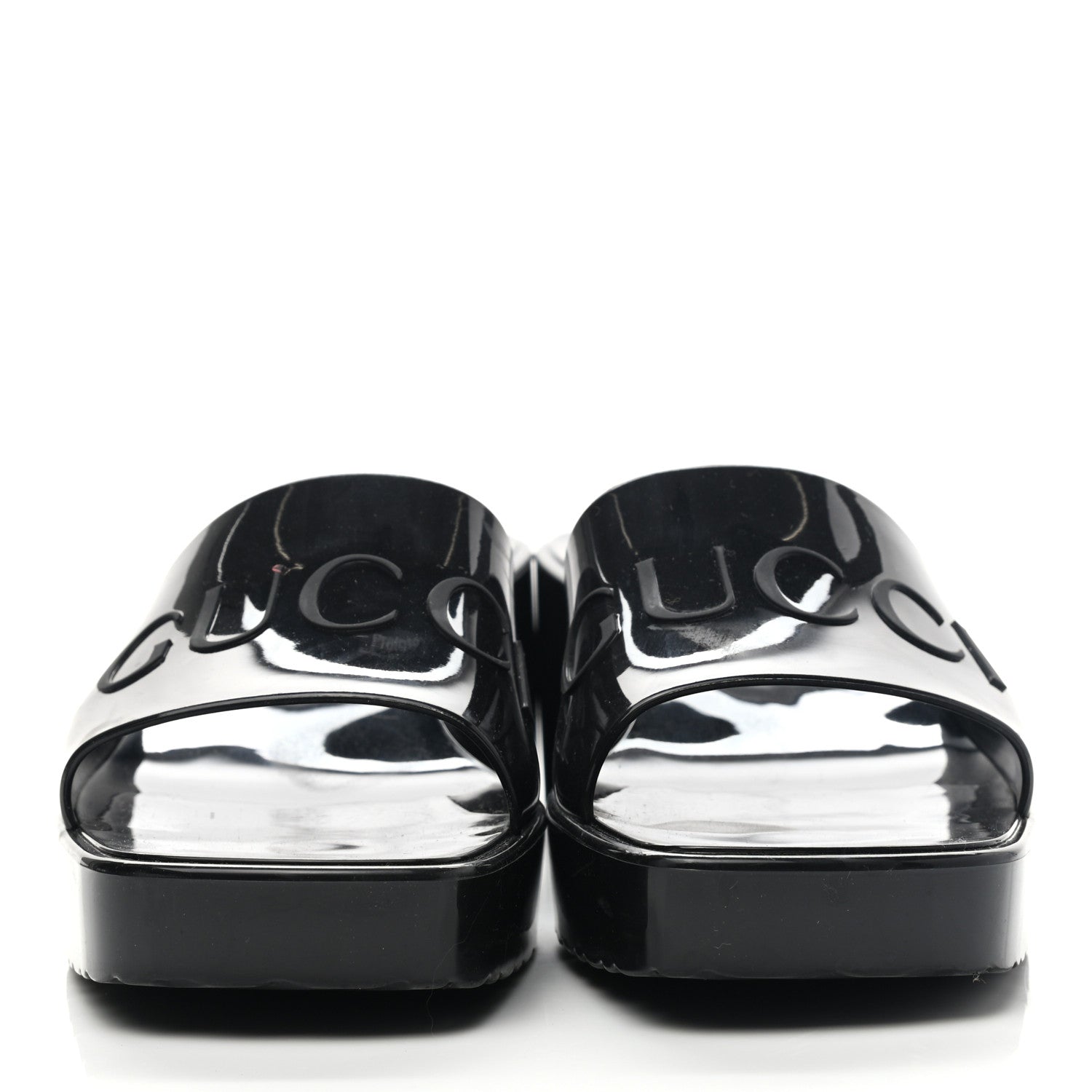 Gucci Rubber Gucci Logo Womens Platform 20/60mm Slide Sandals 38 Black 2 of 7