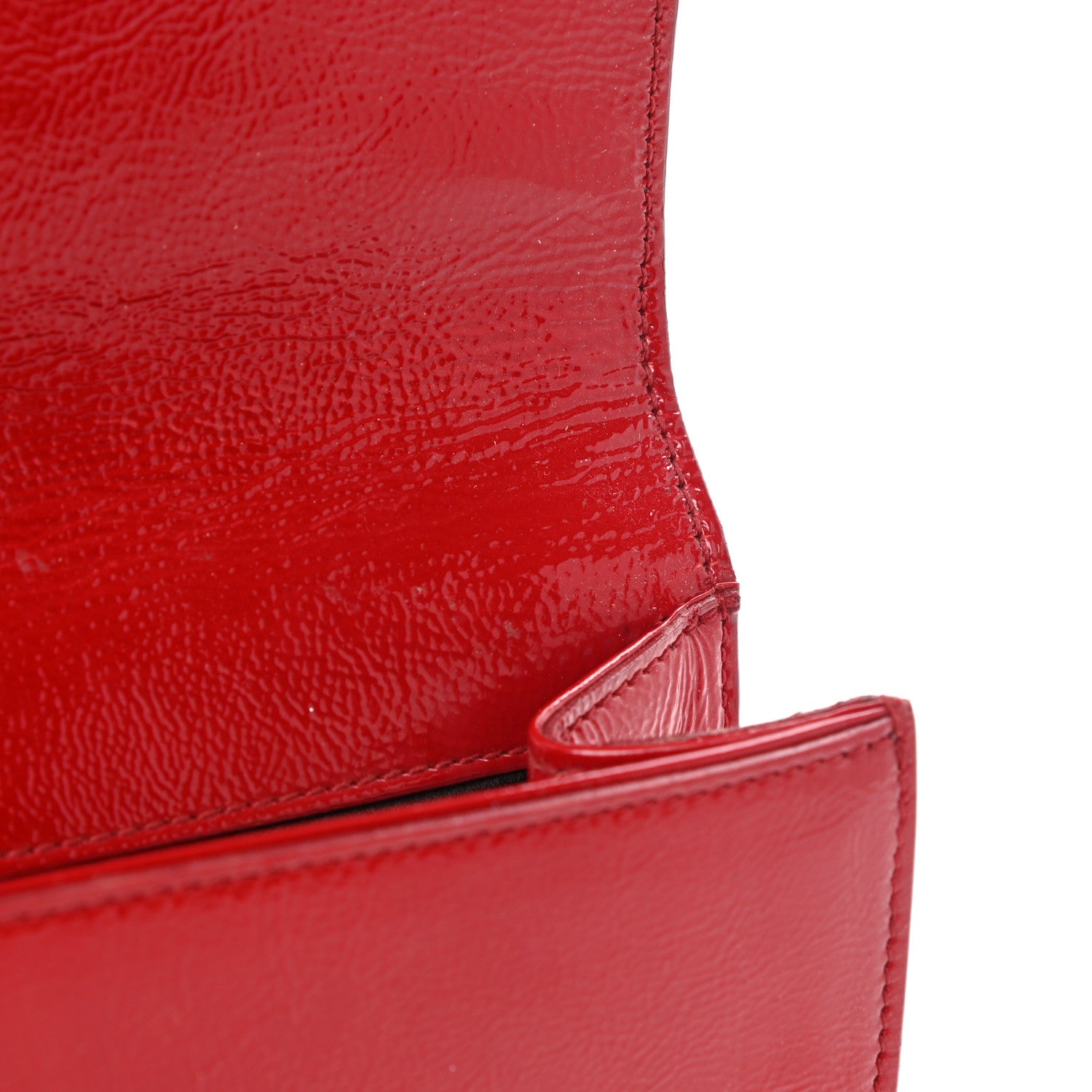 Saint Laurent Textured Patent Monogram Large Belle De Jour Clutch Red 9 of 10