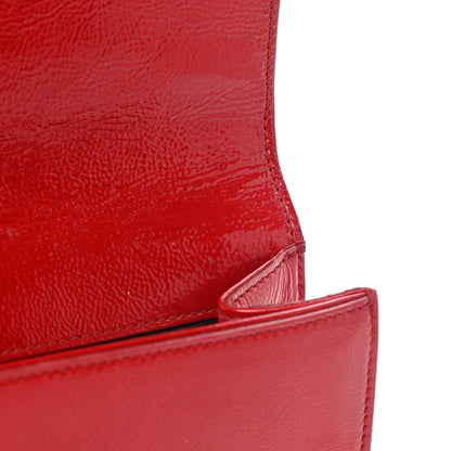 Saint Laurent Textured Patent Monogram Large Belle De Jour Clutch Red 9 of 10