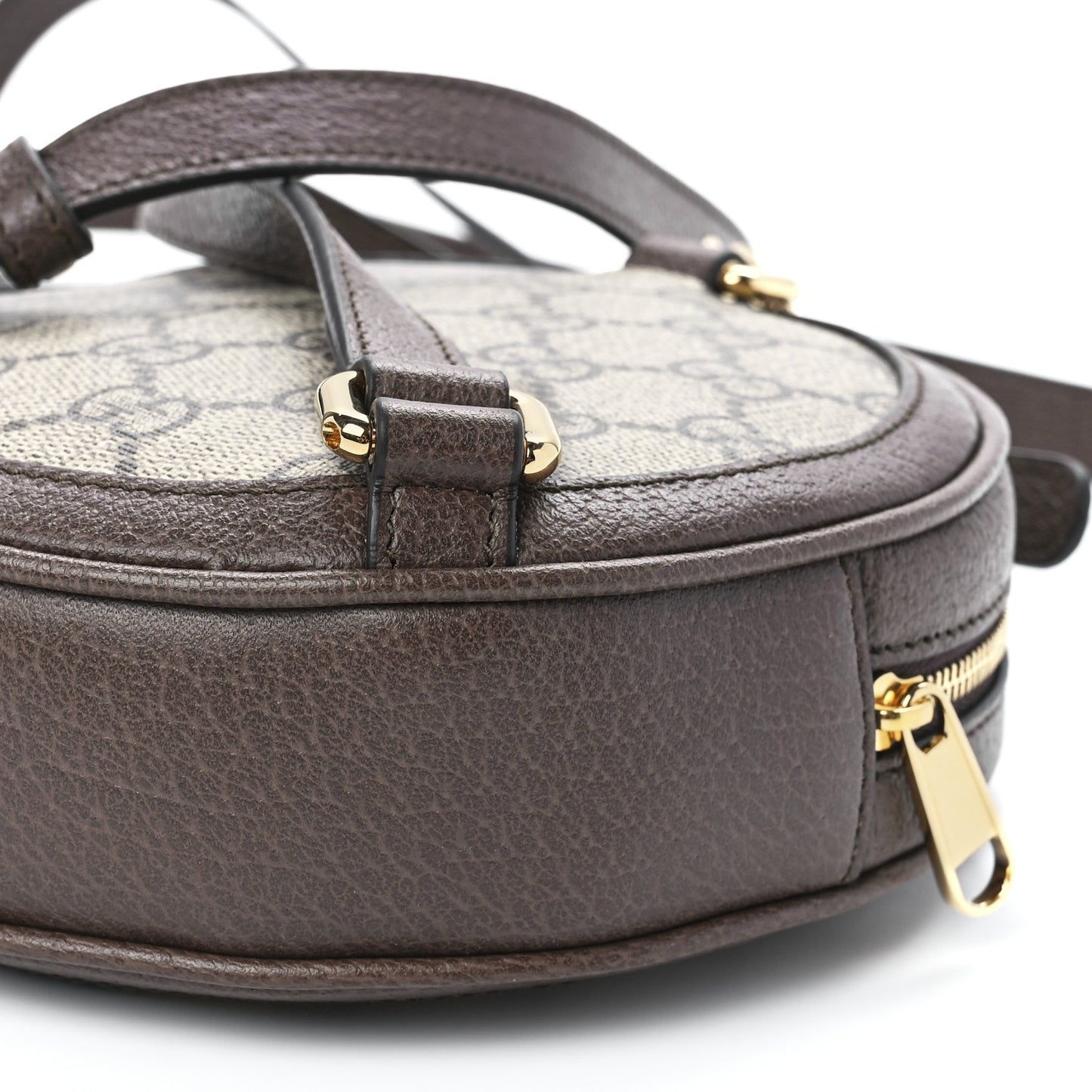 GG Supreme Monogram Web Mini Ophidia Round Backpack Brown