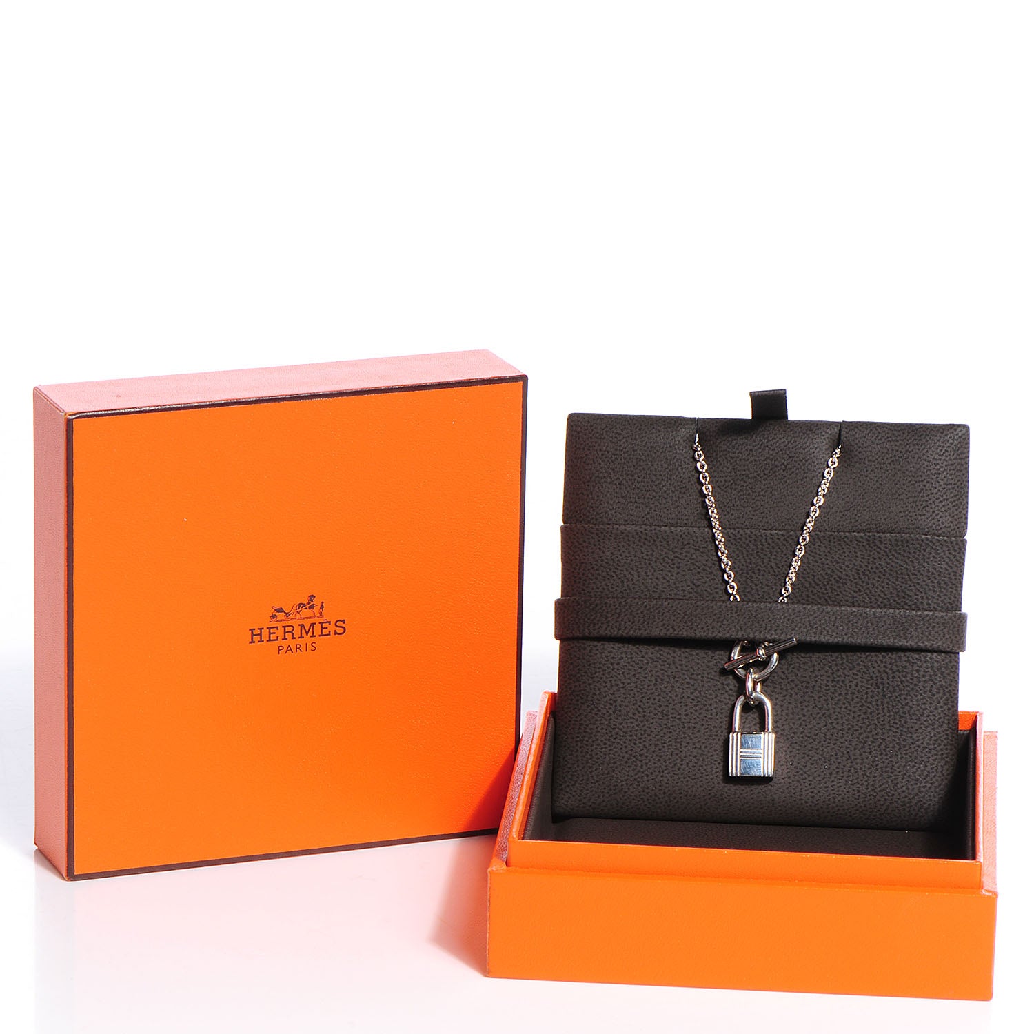 Hermes Sterling Silver Amulette Cadenas Kelly Pendant Necklace 7 of 7
