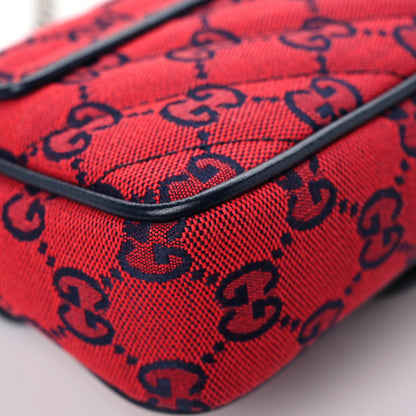 Gucci Monogram Multicolor Matelasse Diagonal Super Mini GG Marmont Shoulder Bag Red Blue 10 of 11