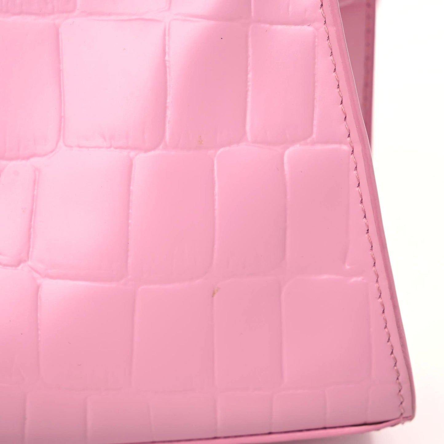 Semi Shiny Calfskin Crocodile Embossed Neo Classic Silver Hardware Mini City Pink