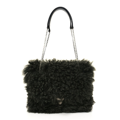 Celine Shearling Small Shoulder Bag Dark Green 1 of 10