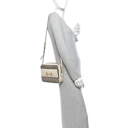 Gucci GG Supreme Monogram Small Horsebit 1955 Shoulder Bag Beige Mystic White 2 of 10