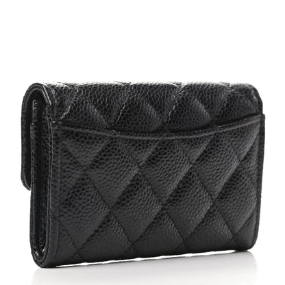 Chanel Caviar Quilted Flap Card Holder Wallet Black 3 of 9