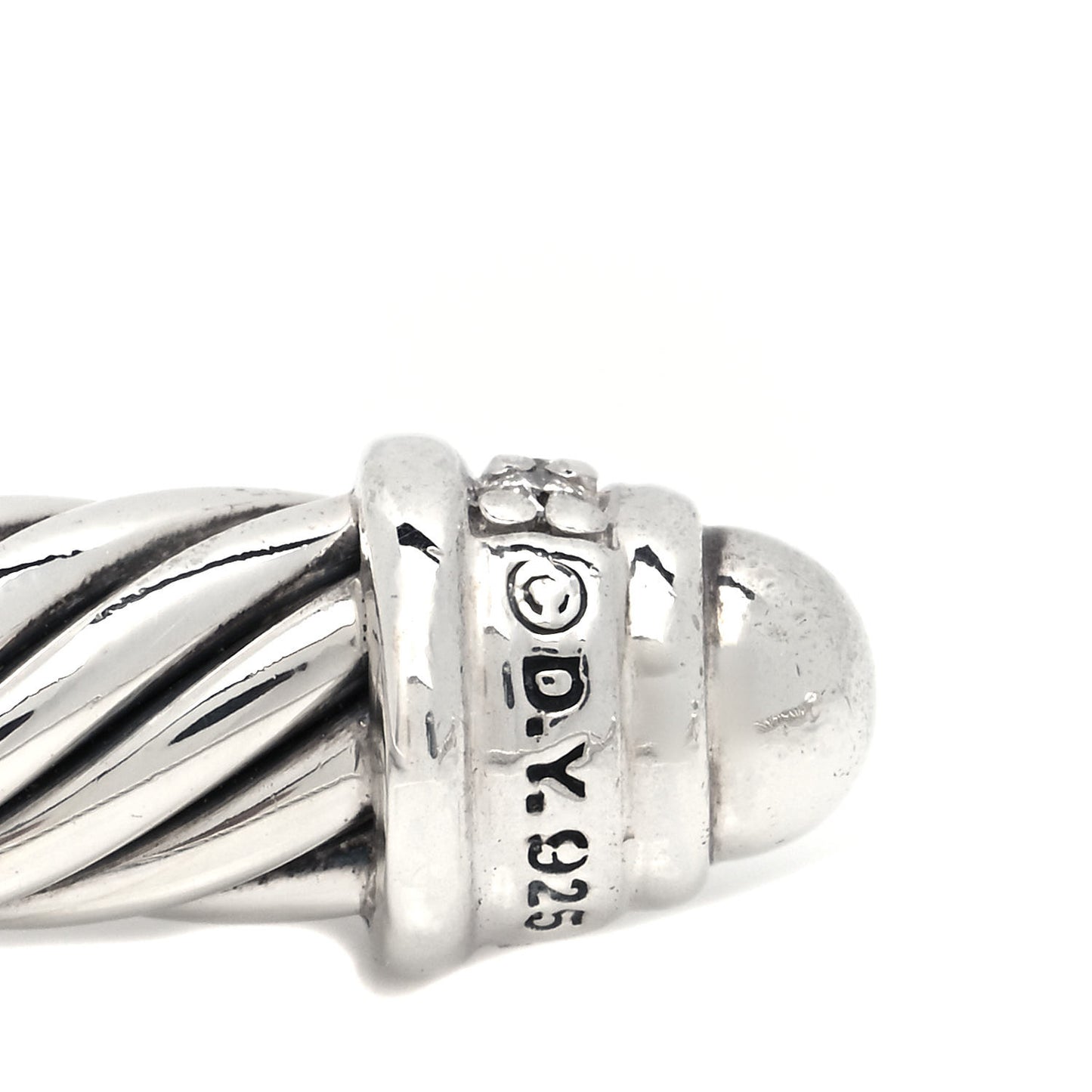 Sterling Silver Diamond 5mm Cable Classics Dome Bracelet