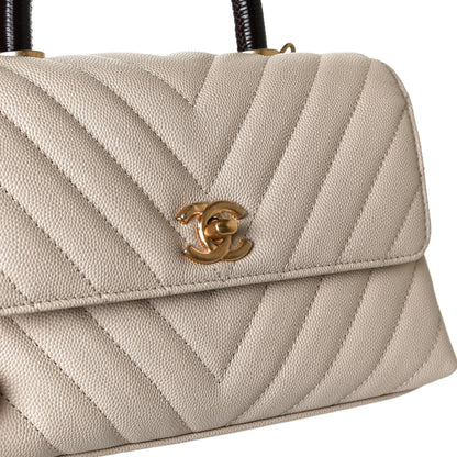 Chanel Caviar Lizard Chevron Quilted Mini Coco Handle Flap Ivory 11 of 13