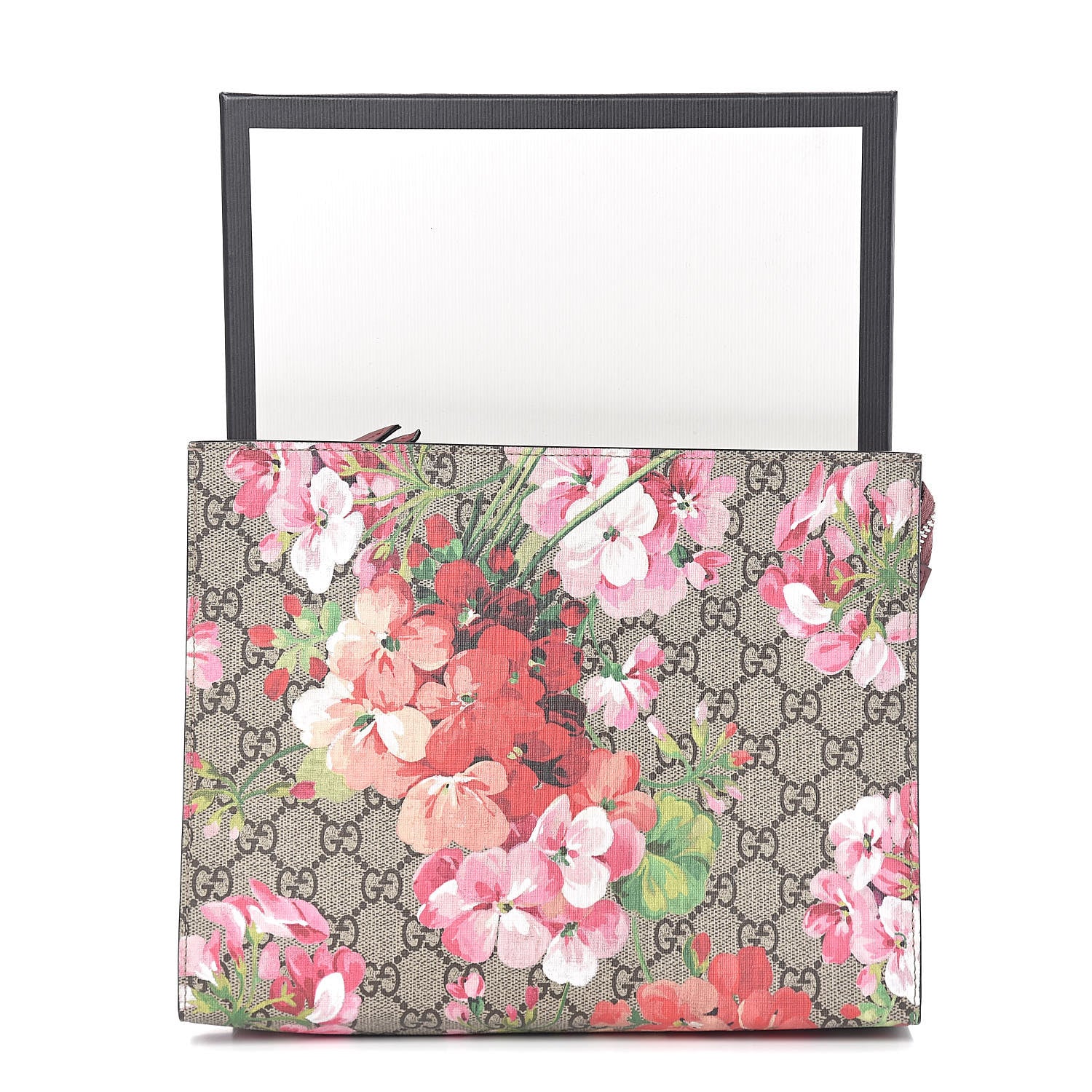 Gucci GG Supreme Monogram Blooms Large Cosmetic Case Beige Multicolor Dry Rose 8 of 8