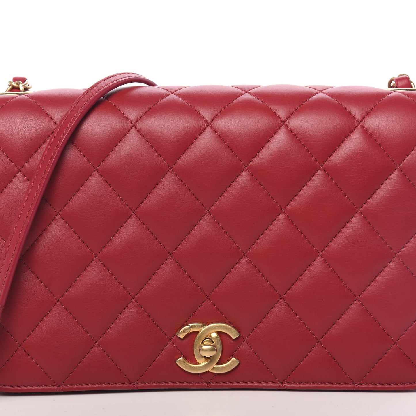Calfskin Quilted Single Flap Bag Red