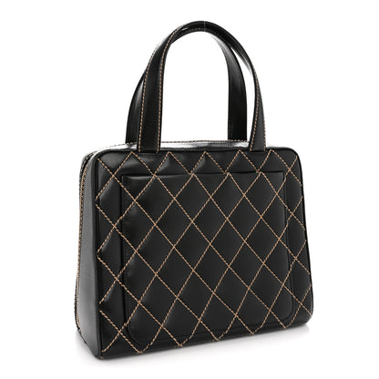 Chanel Calfskin Wild Stitch Vertical Top Handle Bag Black 4 of 16