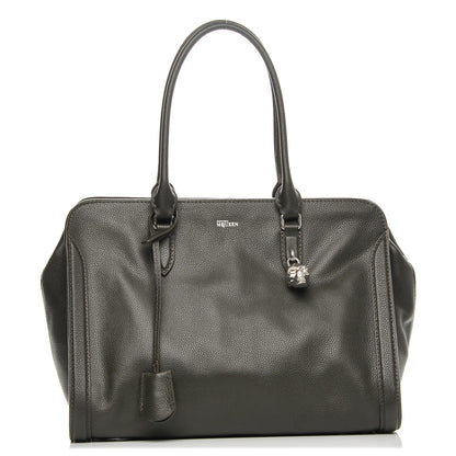 Alexander McQueen Pebbled Calfskin Large Skull Padlock Zip Around Tote Verde Militare 1 of 7