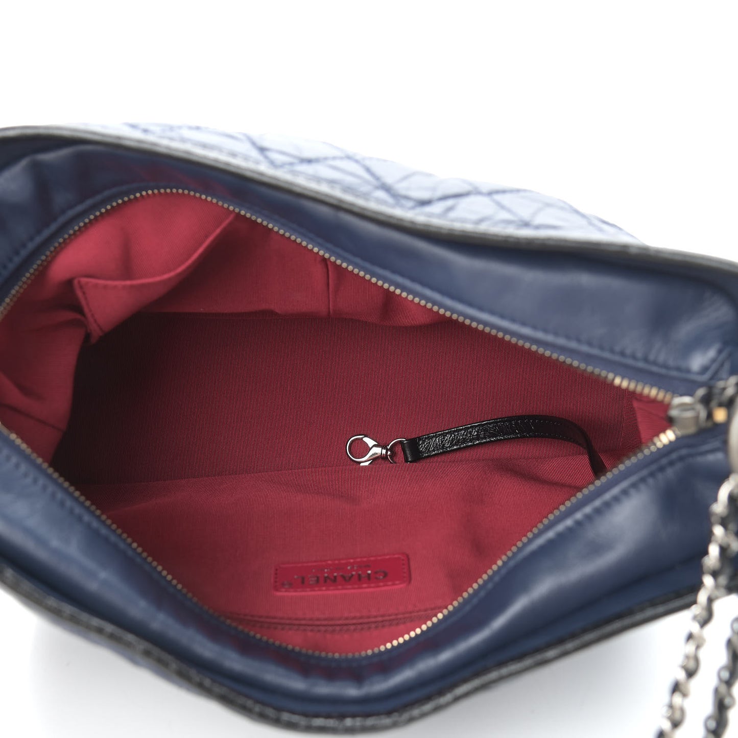 Aged Calfskin Quilted Medium Gabrielle Hobo Navy Black