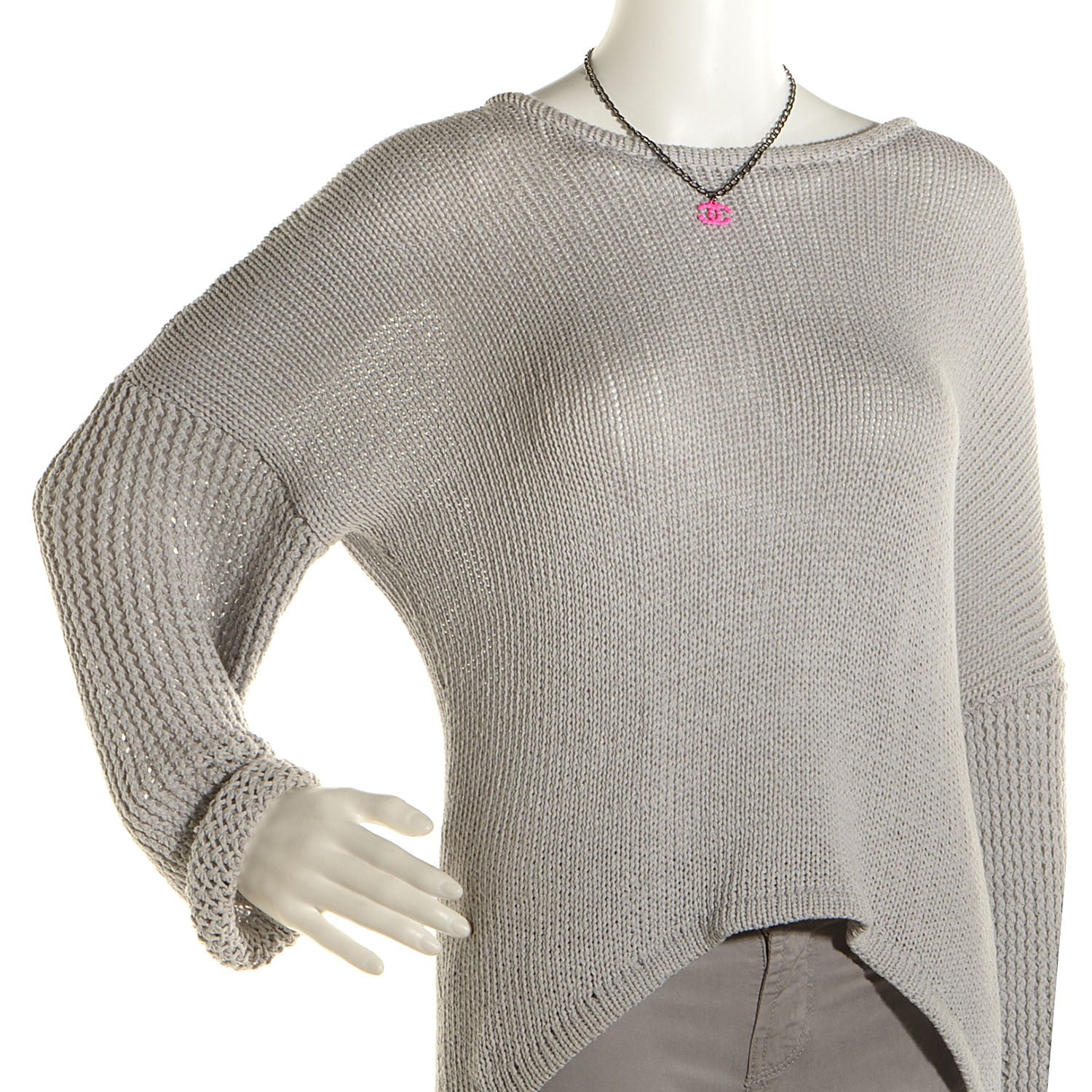 Chanel Ruthenium Enamel Coated CC Necklace Pink 2 of 6