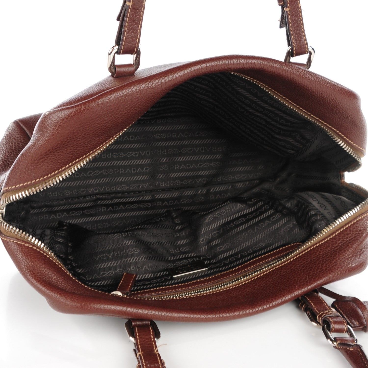 Prada Vitello Daino Logo Bowler Bruciato 5 of 10