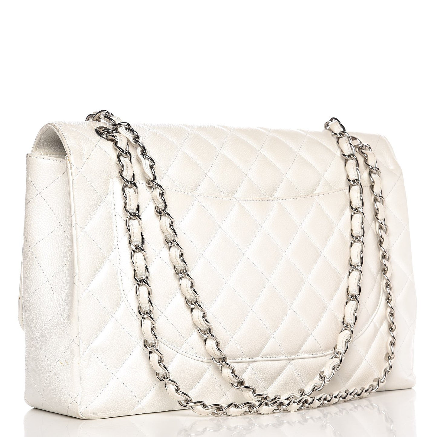 Caviar Quilted Maxi Single Flap White