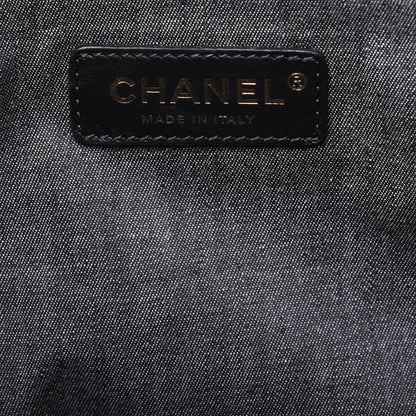 Chanel Straw Raffia Calfskin Chain Small Deauville Tote Black 6 of 13