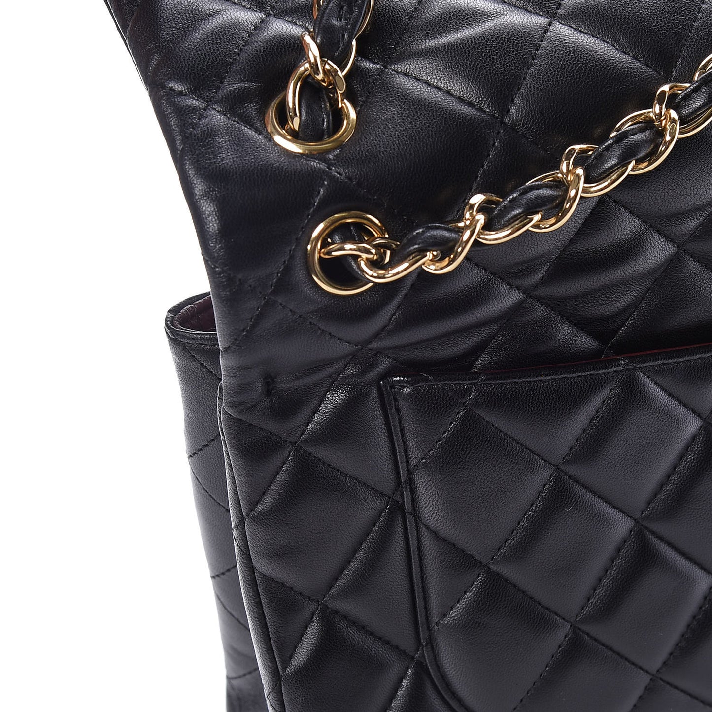 Lambskin Quilted Jumbo Double Flap Black