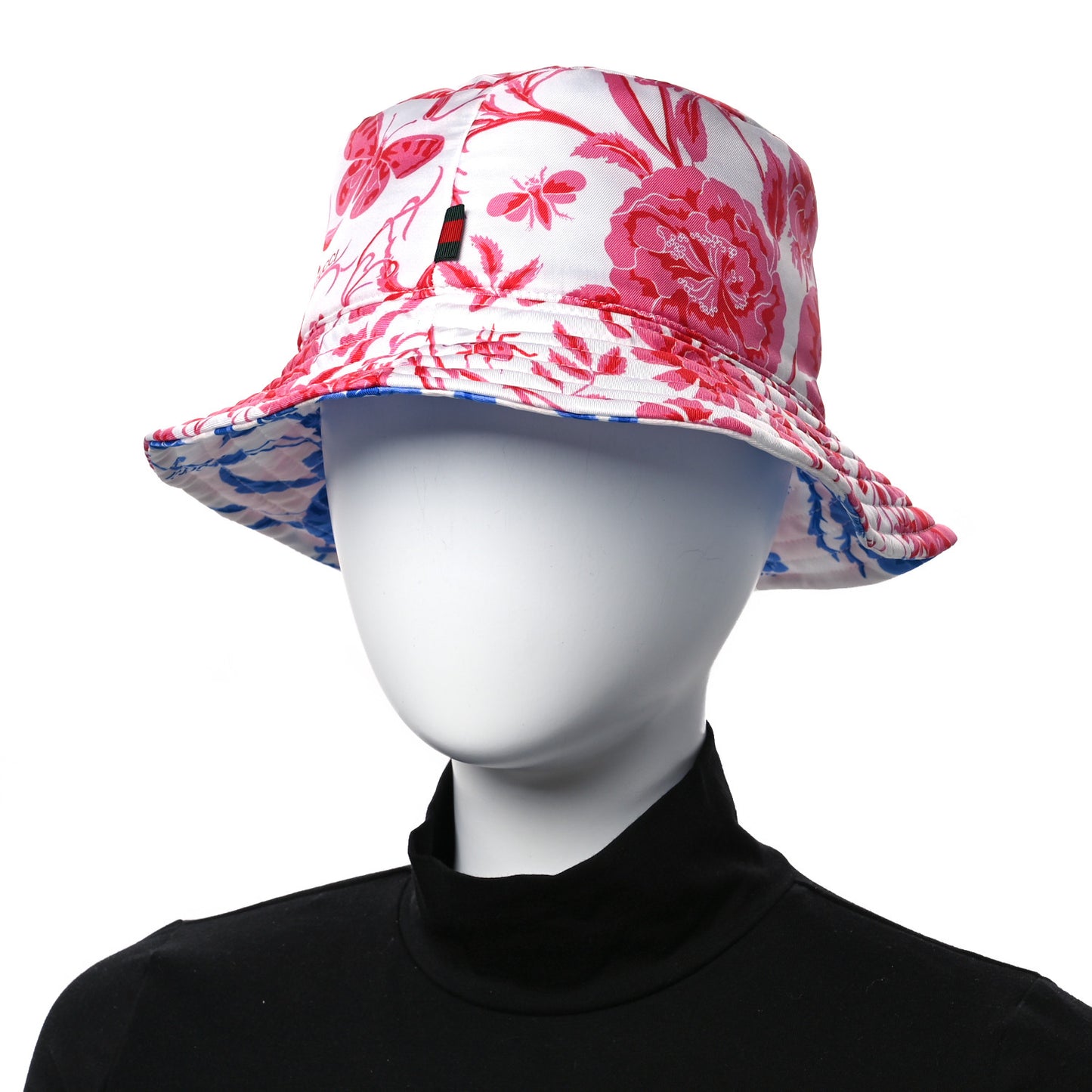 Silk Monogram Bob Reversible Flora Bucket Hat with Pouch  Pink Blue White