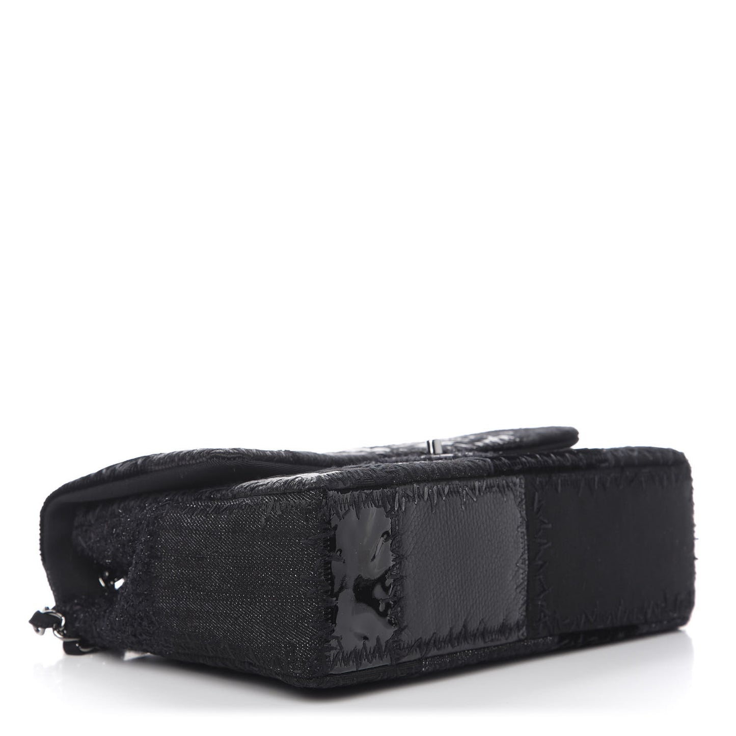 Tweed Patchwork Jumbo Single Flap Black