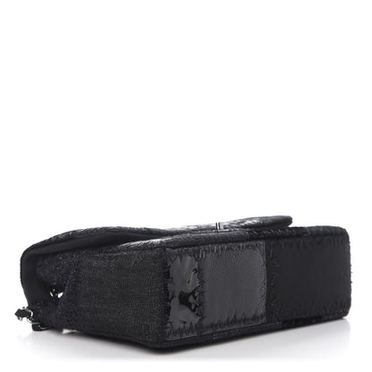 Chanel Tweed Patchwork Jumbo Single Flap Black 4 of 11