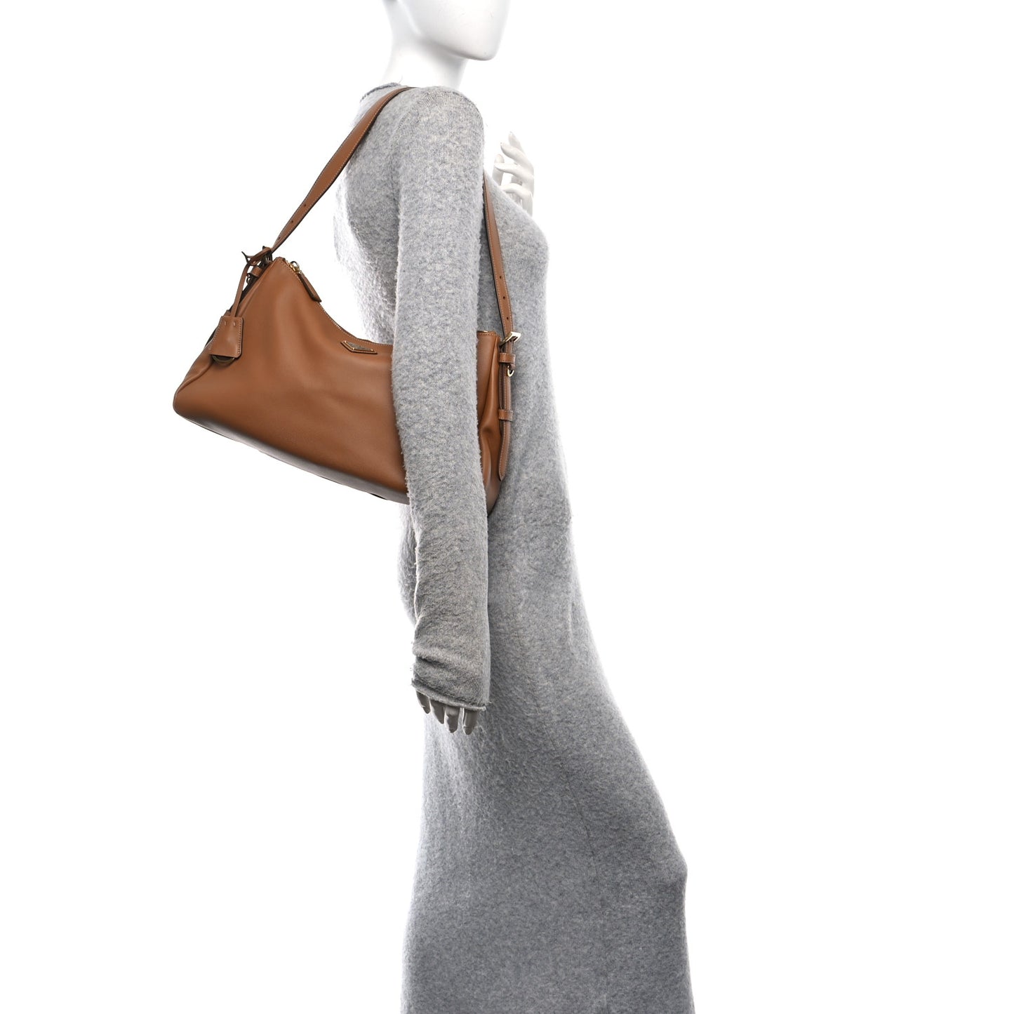 Soft Calfskin Large Aimee Shoulder Bag Caramel