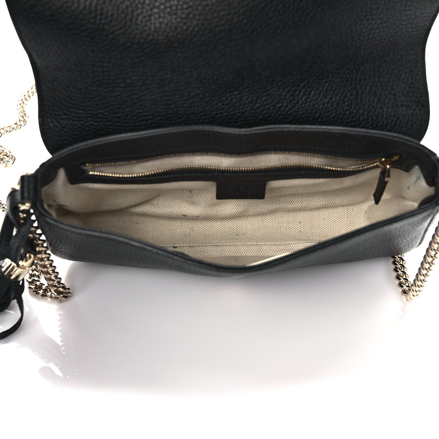 Pebbled Calfskin Medium Soho Flap Crossbody Black