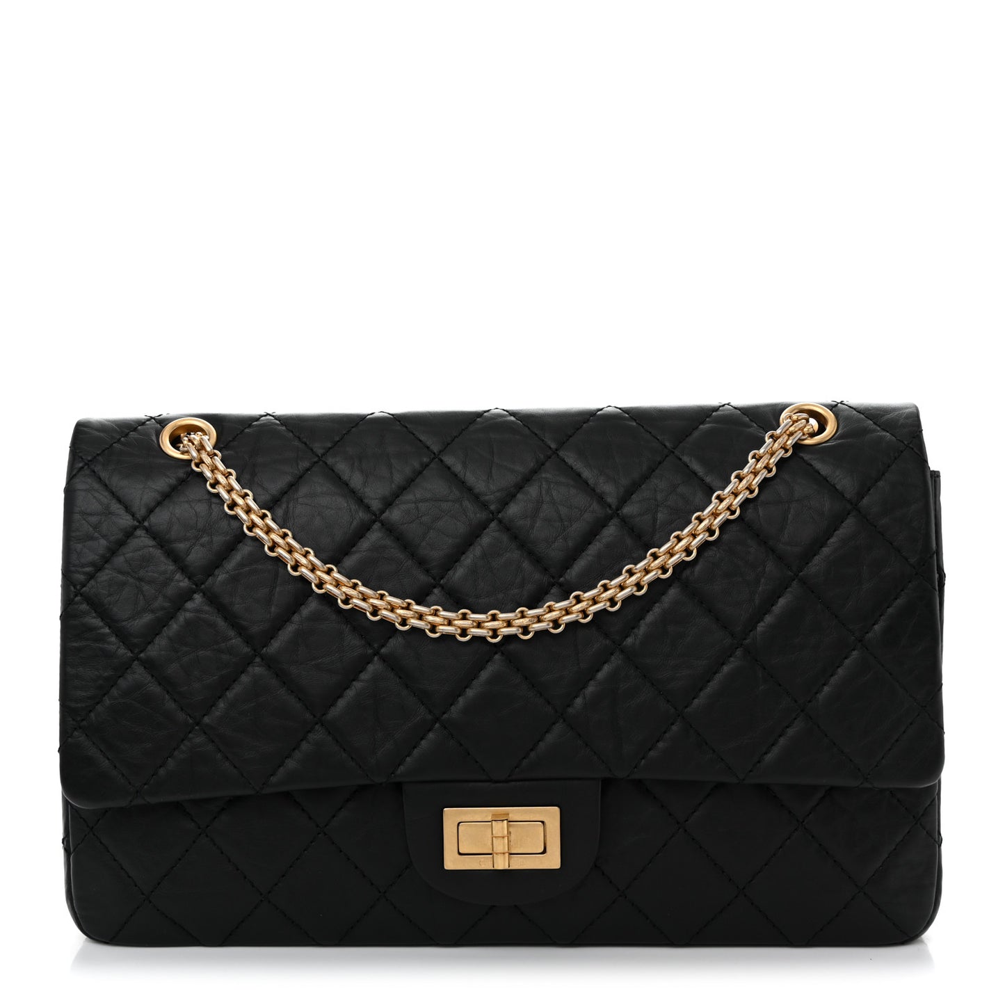 Aged Calfskin Quilted 2.55 Reissue 227 Flap Black