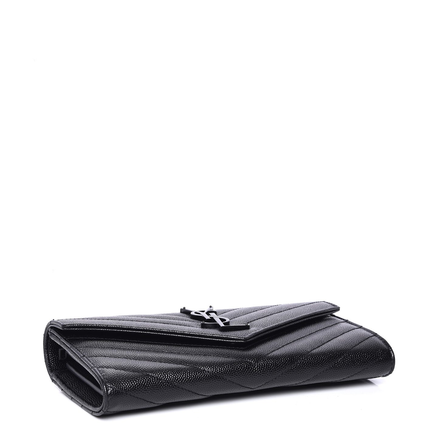Grain De Poudre Matelasse Chevron Monogram Flap Wallet Black