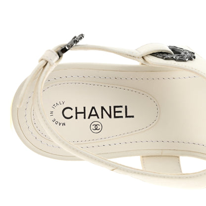 Chanel Lambskin CC Leaf Thong Sandals 36 White 8 of 9