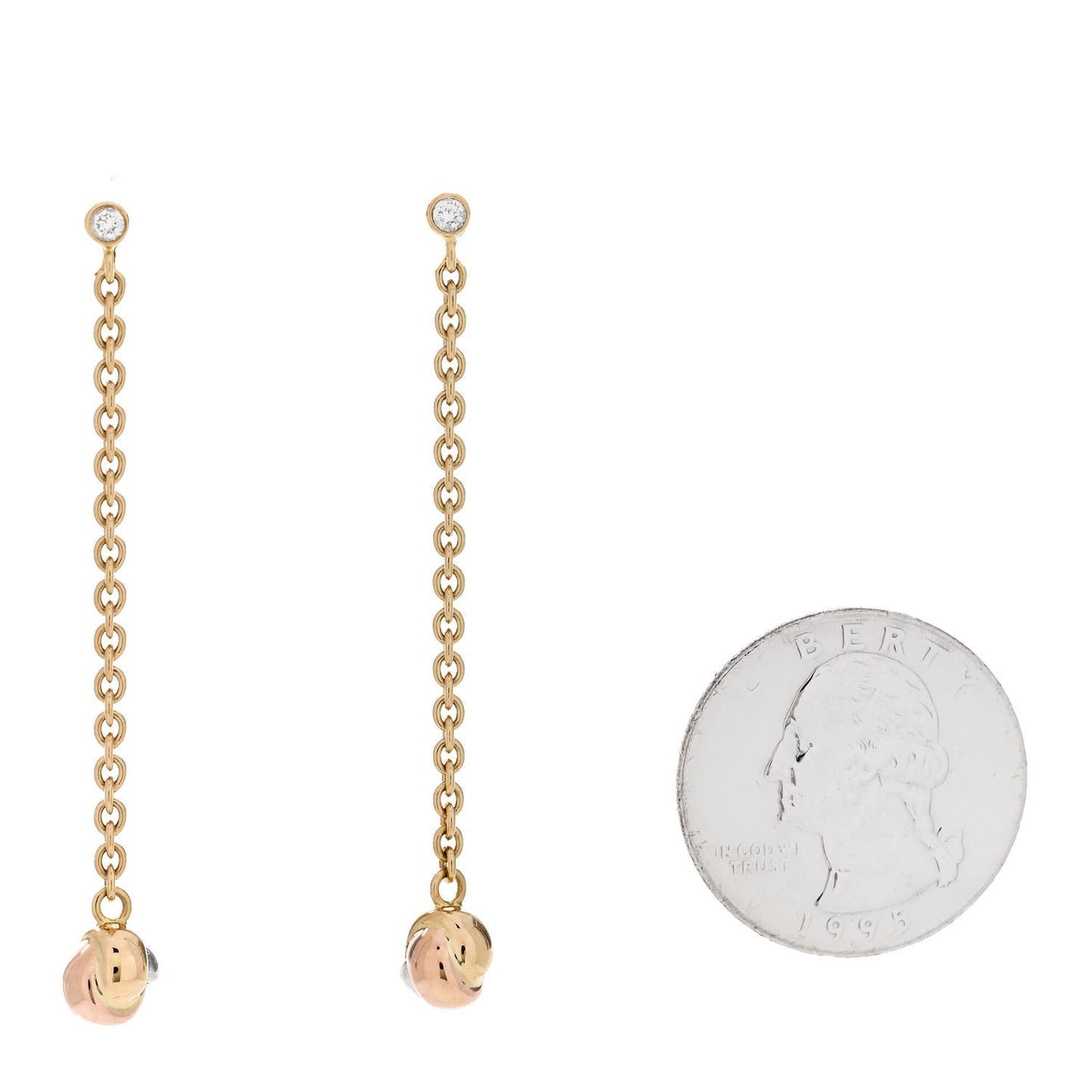 18K Pink Yellow White Gold Baby Trinity Drop Earrings