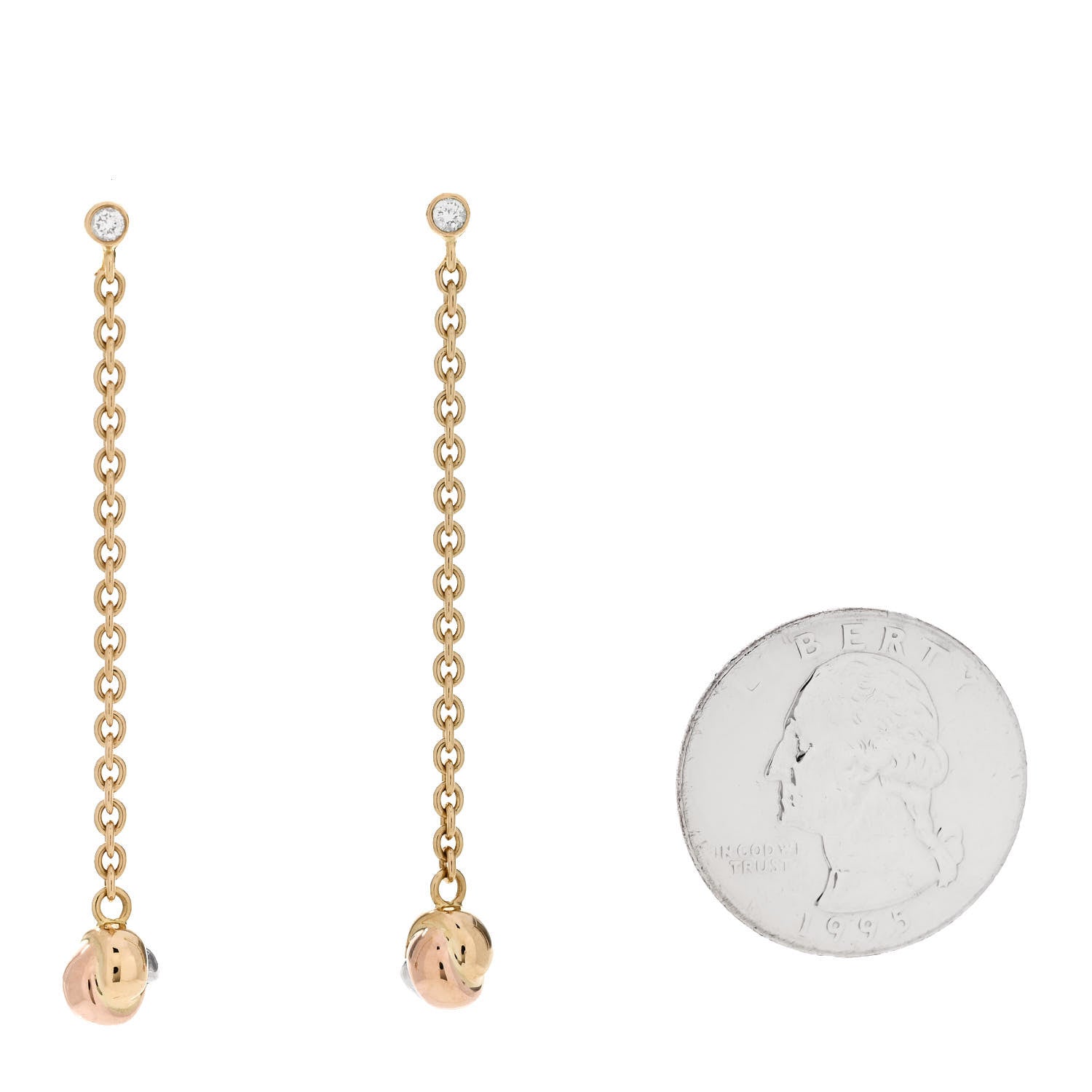 Cartier 18K Pink Yellow White Gold Baby Trinity Drop Earrings 2 of 4