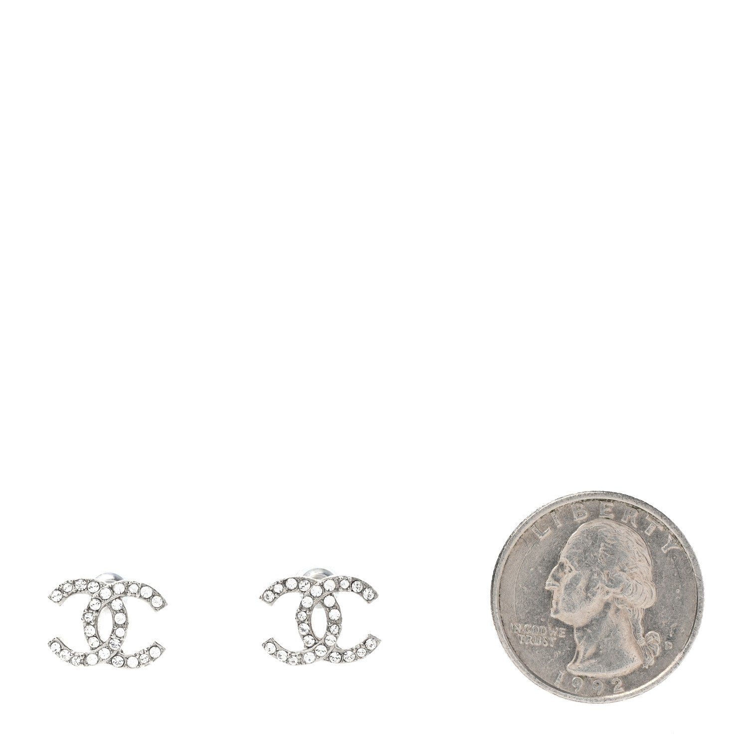 Chanel Crystal CC Earrings Silver 2 of 4