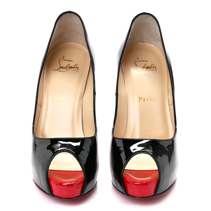 Christian Louboutin Patent New Very Prive 120 Pumps 38 Black Red 2 of 8