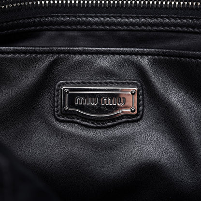 Miu Miu Soft Calf Studded Shopping Tote Black 8 of 10