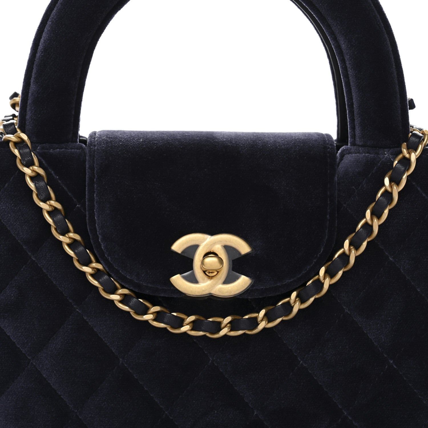 Chanel Velvet Quilted Nano Kelly Shopper Navy 8 of 11