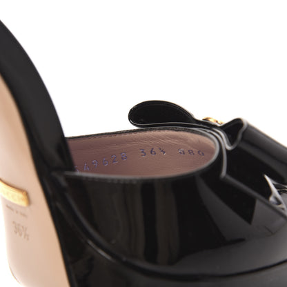Gucci Patent Crystal GG Bow Sadie Spike Ankle Strap d'Orsay Platform High Heel Pumps 36.5 Black 8 of 9