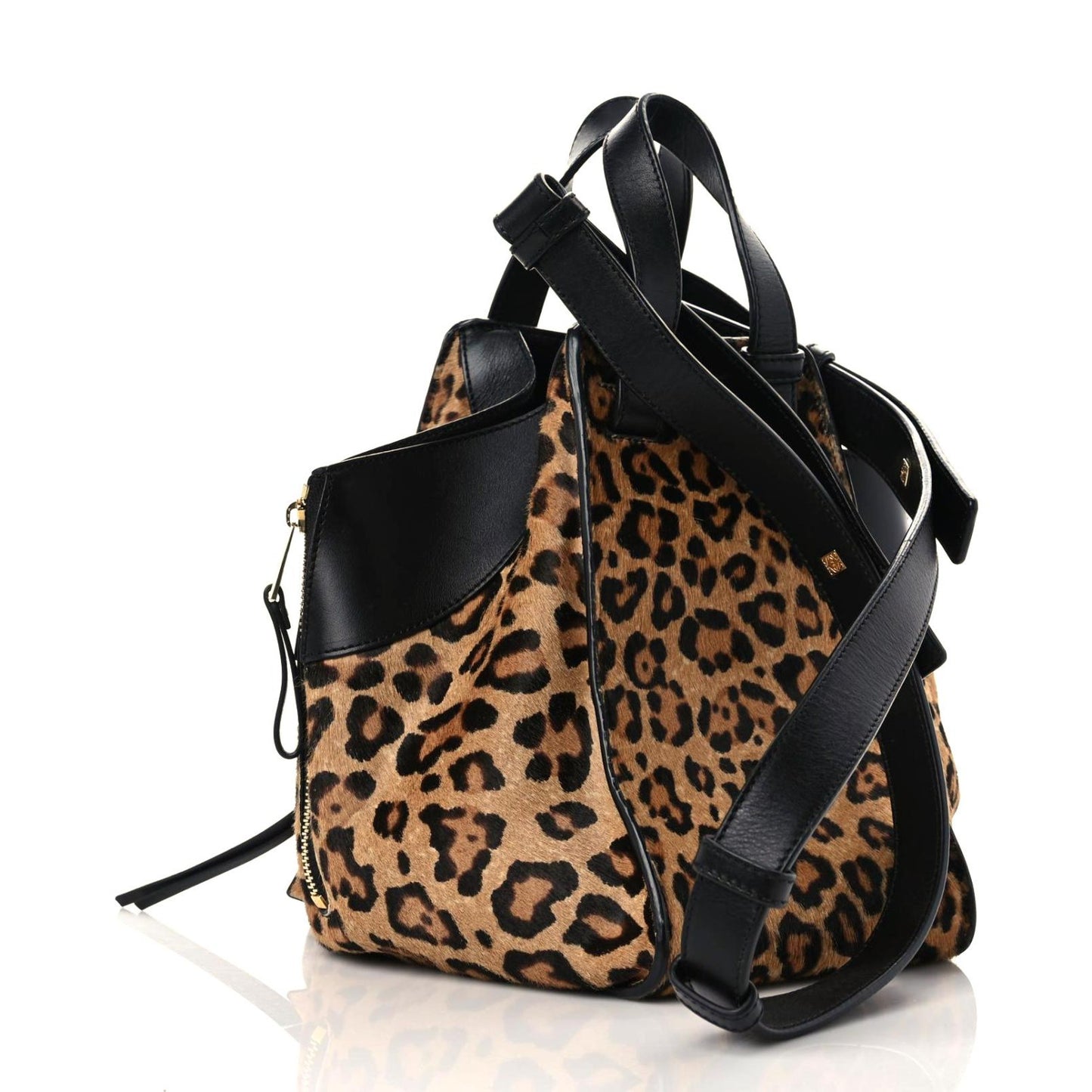 Calfskin Pony Hair Small Hammock Shoulder Bag Black