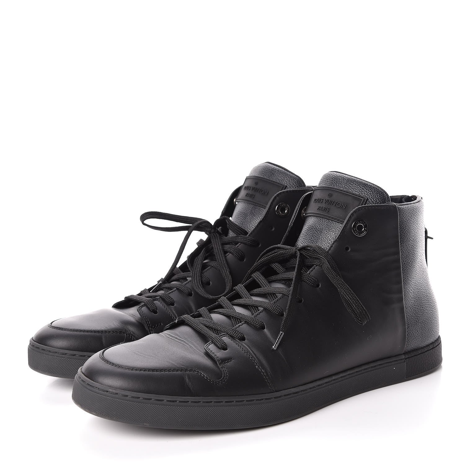 Louis Vuitton Calfskin Damier Graphite High Top Sneakers 9.5 3 of 10