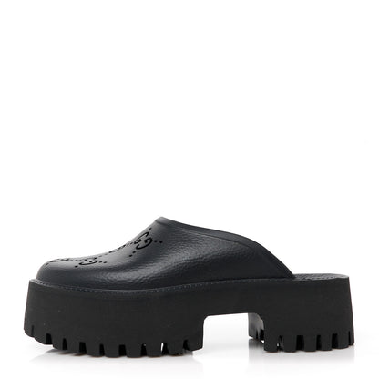 Gucci Rubber GG Monogram Perforated Elea Platform 55mm Lug Sole Sandals 36 Black 1 of 9