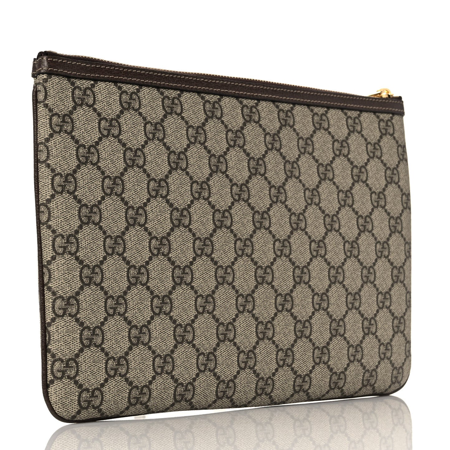 GG Supreme Monogram Large Ophidia Pouch Clutch Brown