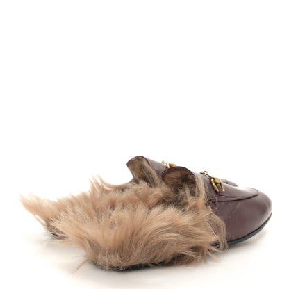 Gucci Malaga Kid Fur Womens Princetown Slippers 36.5 Vintage Bordeaux 4 of 7