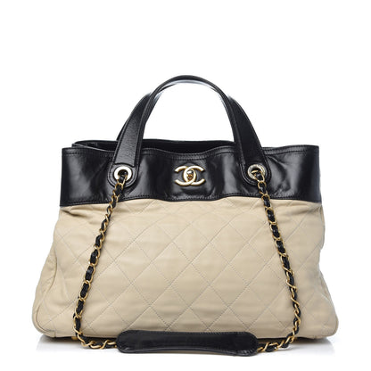 Chanel Calfskin Quilted In The Mix Shopping Tote Beige Black 1 of 15