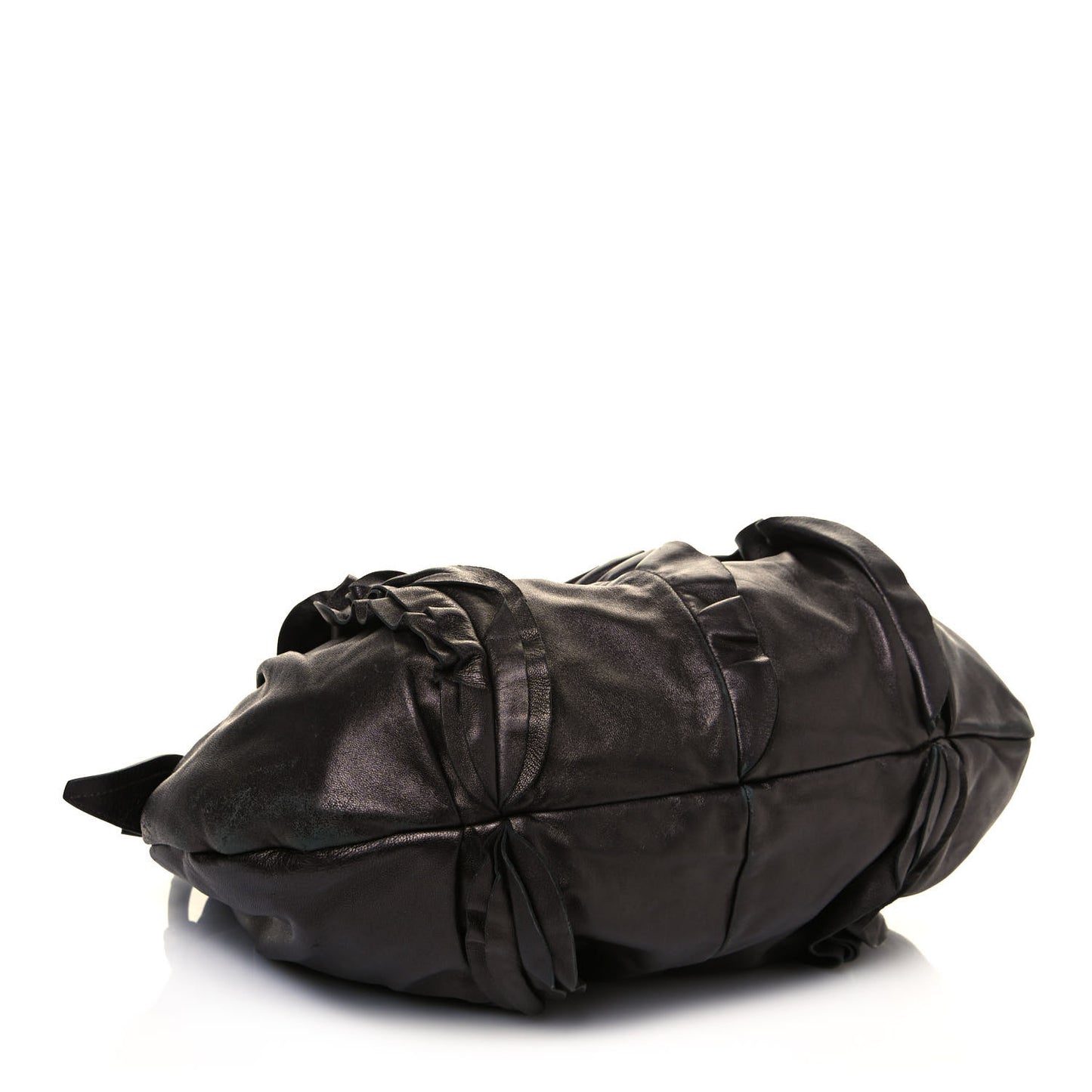 Metallic Nappa Ruffle Hobo Grafite Mordore