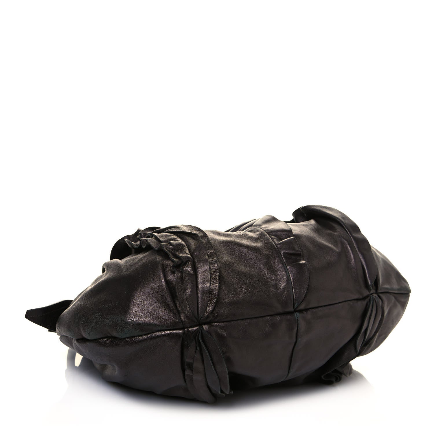 Prada Metallic Nappa Ruffle Hobo Grafite Mordore 3 of 15