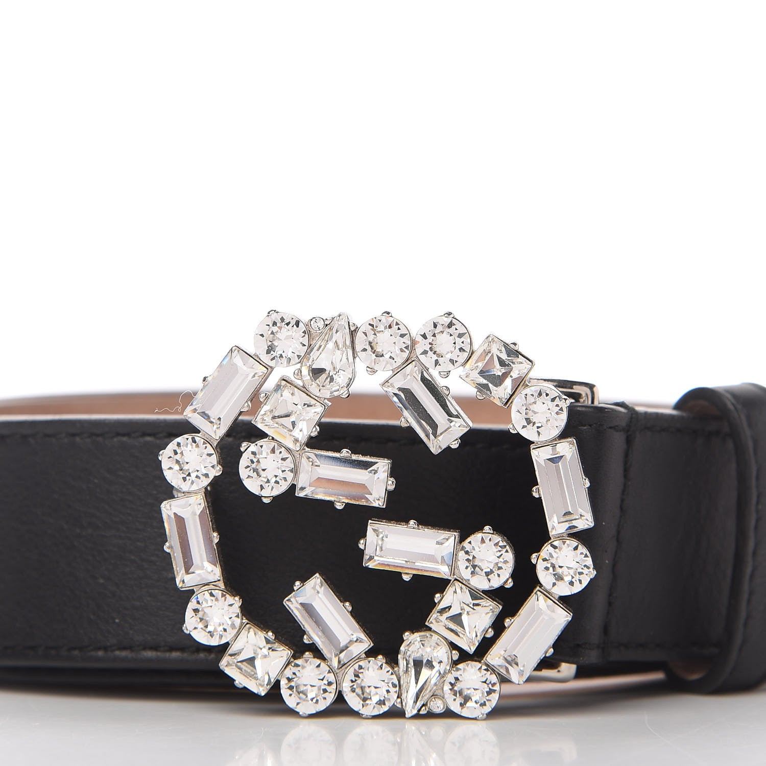 Gucci Calfskin Crystal Interlocking G Belt 100 40 Black 2 of 4