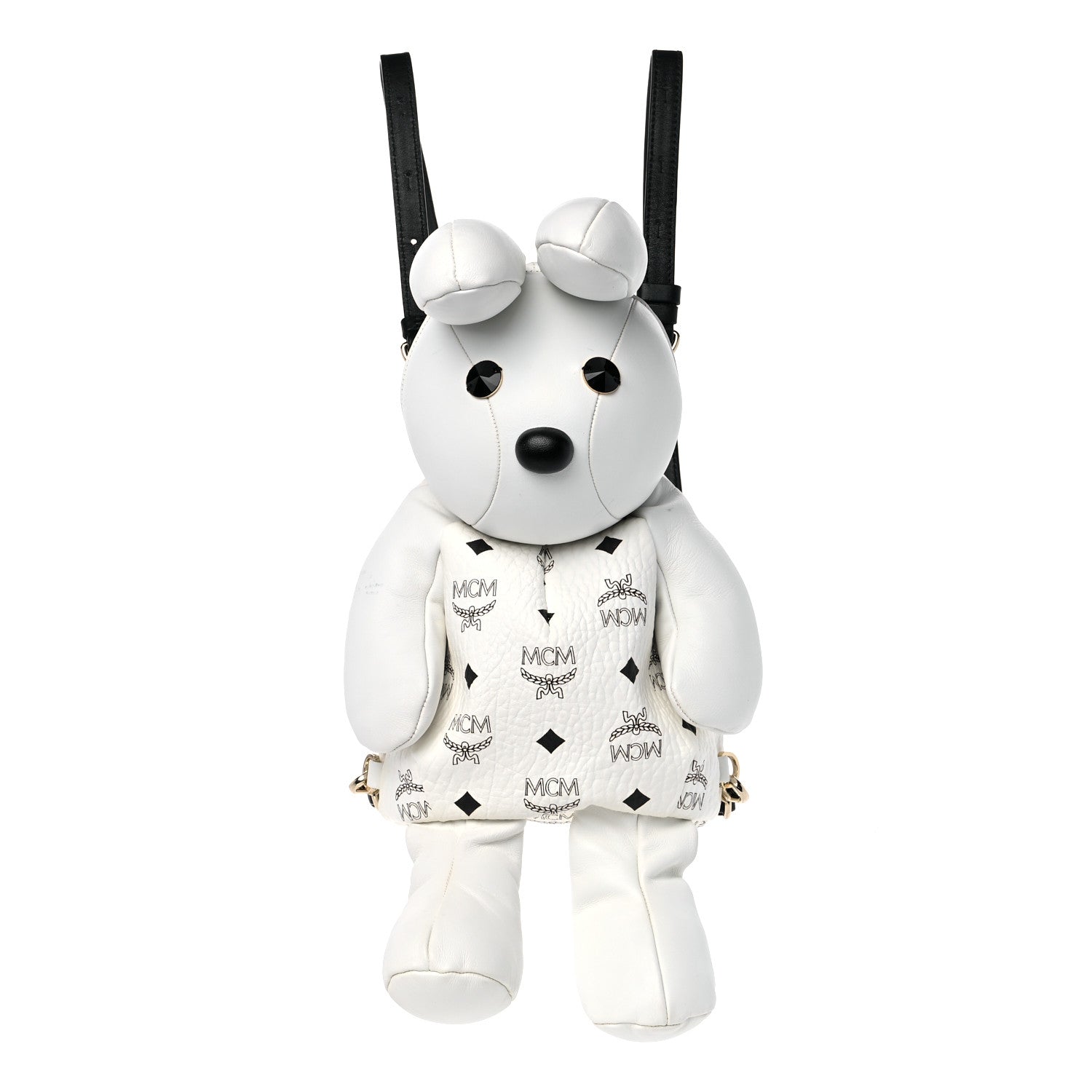 MCM Calfskin Visetos Rabbit Zoo Doll Crossbody White 1 of 12