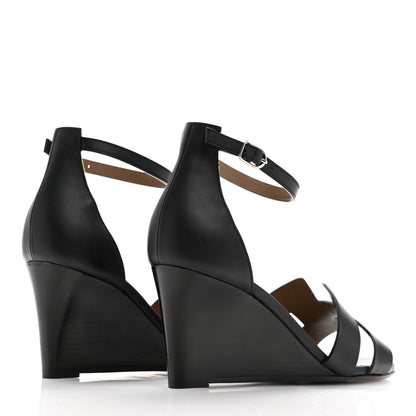 Hermes Calfskin Legend Wedge Sandals 39 Black 5 of 10