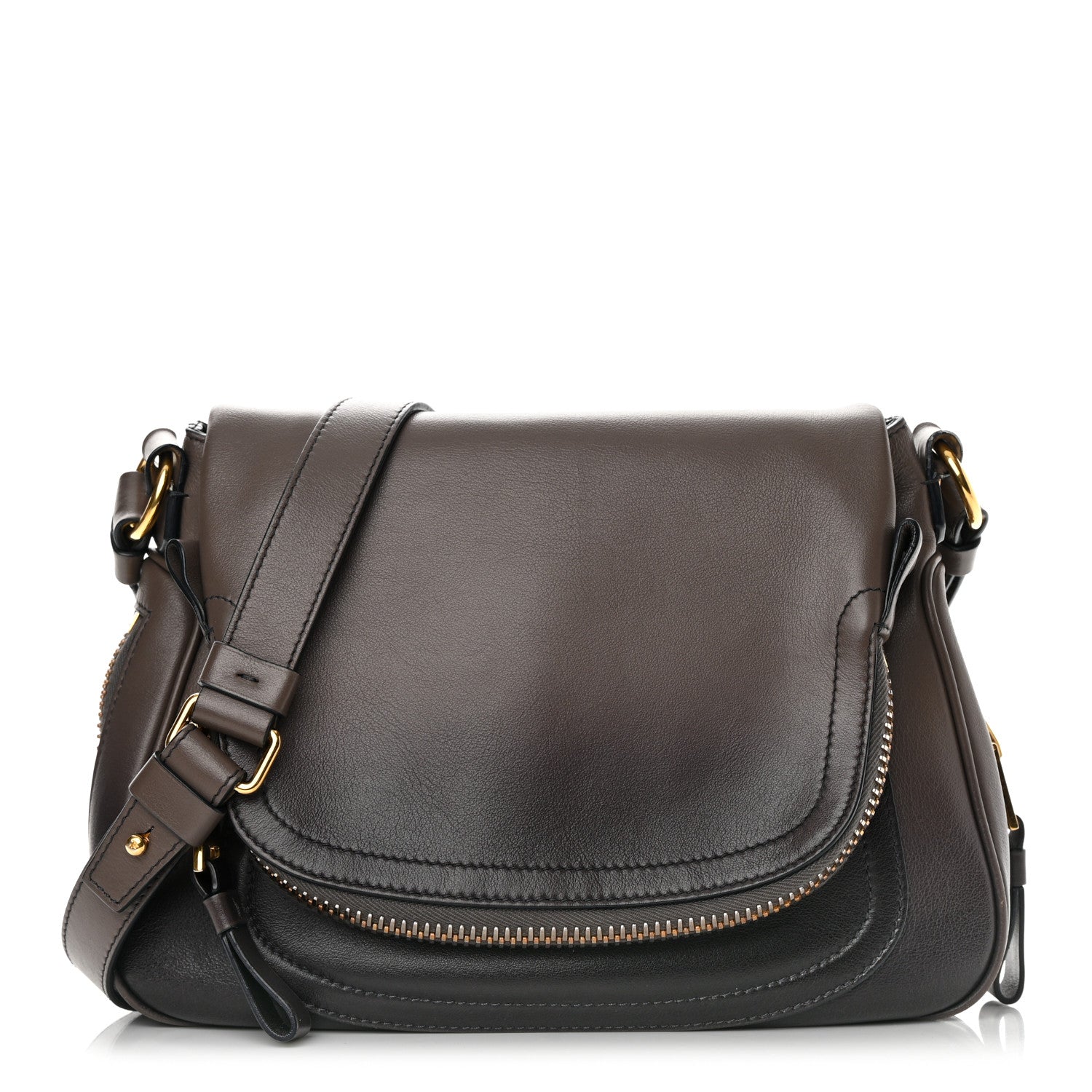 Tom Ford Grained Calfskin Medium Shaded Jennifer Crossbody Bag Brown 1 of 23